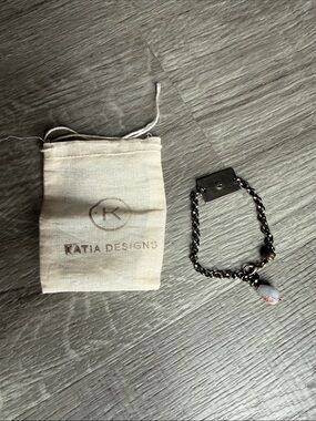 Katia Designs Silver Chain Bracelet “love” with White Charm